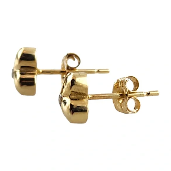 14 Karat Yellow Gold Diamond Heart Stud Earrings #19178 - Picture 3 of 7